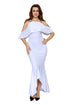 Sexy White Ruffled Sleeves High-low Hem Party Maxi Dress